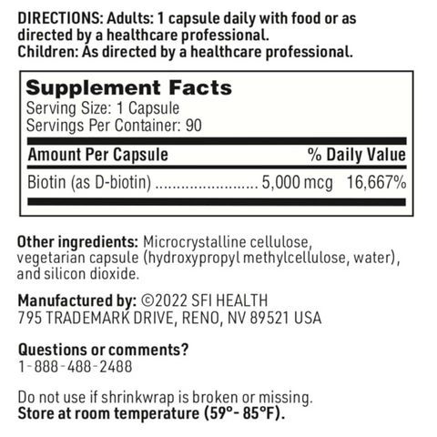 SFI Biotin 5,000 mcg